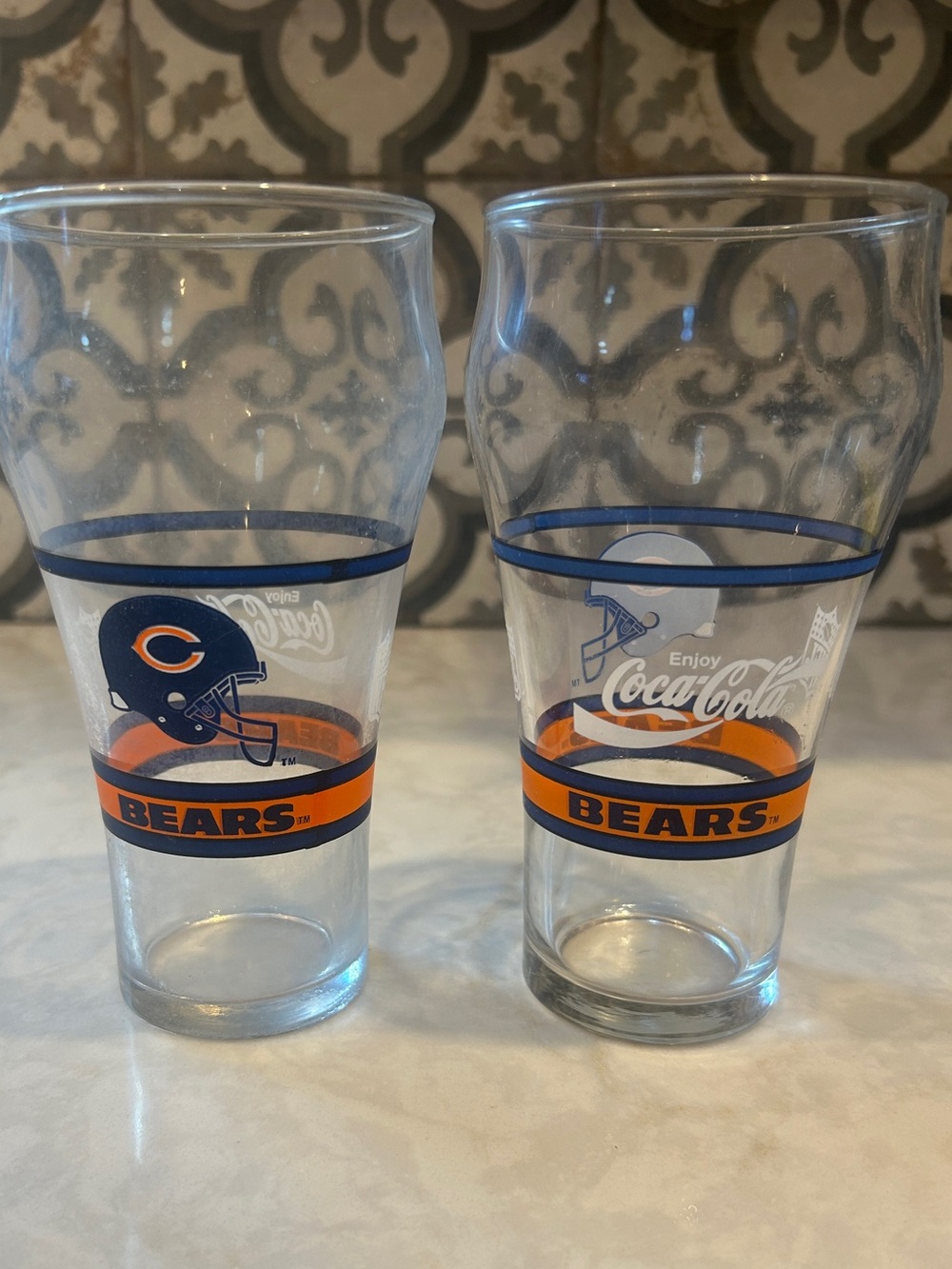 Vintage Chicago Bears NFL Coca Cola 8oz Beer Glasses (Set of 2) From the 1980’s!